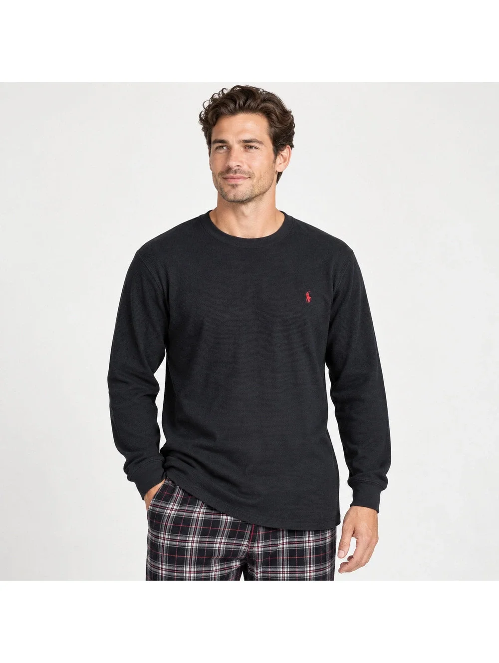 Polo Ralph Lauren Men's Sleepwear Long Sleeve Shirt Black Cotton Large